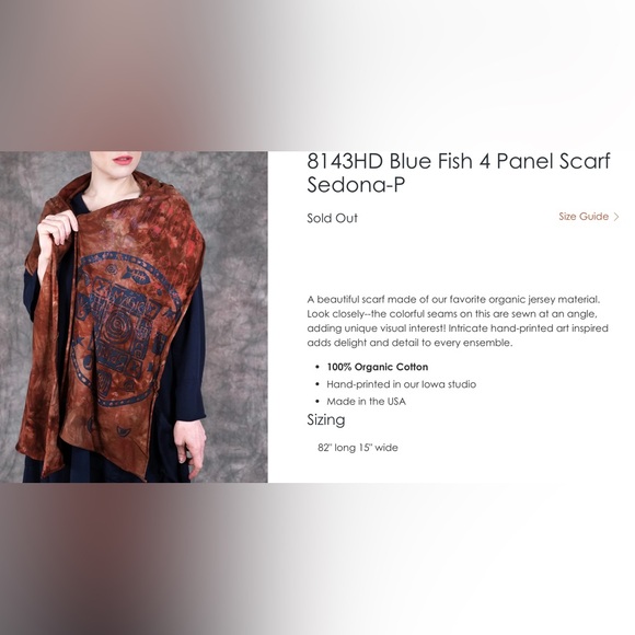 Blue Fish 4 Panel Scarf in Sedona - Picture 3 of 3